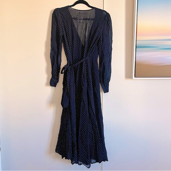 REFORMATION Susanna Polka Dot Print Midi Wrap Dress - Picture 7 of 7